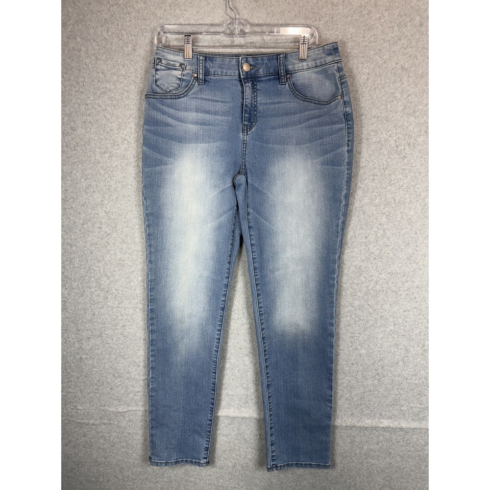 Chicos Platinum Jeans Womens 4 (Chicos 0)‎ Blue Ankle Stretch Denim Mid Rise